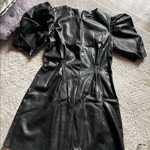 Zara Elegant Black Faux Leather Dress